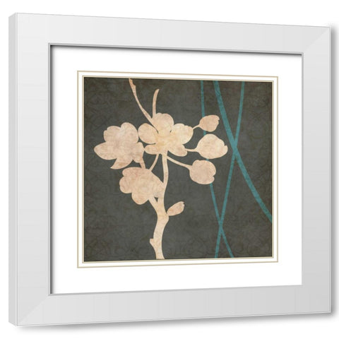 Blue and Gray Flowers II White Modern Wood Framed Art Print with Double Matting by Emery, Kristin