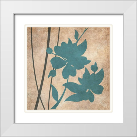 Blue and Gray Flowers I White Modern Wood Framed Art Print with Double Matting by Emery, Kristin