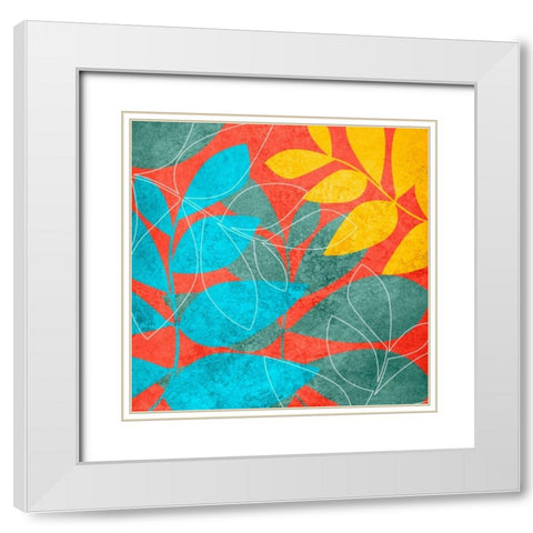 Tango Leaves 1 White Modern Wood Framed Art Print with Double Matting by Emery, Kristin