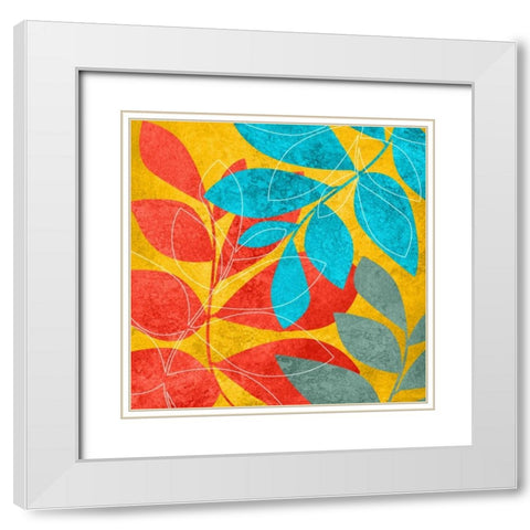 Tango Leaves 2 White Modern Wood Framed Art Print with Double Matting by Emery, Kristin
