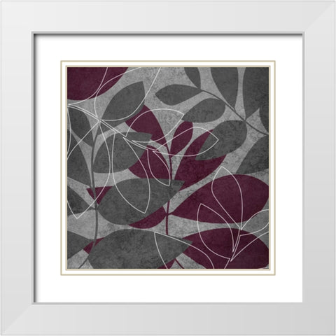 Gray and Purple Leaves I White Modern Wood Framed Art Print with Double Matting by Emery, Kristin