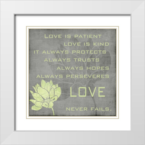 Gray Love White Modern Wood Framed Art Print with Double Matting by Emery, Kristin