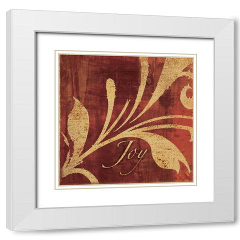 Red and Gold Joy White Modern Wood Framed Art Print with Double Matting by Emery, Kristin