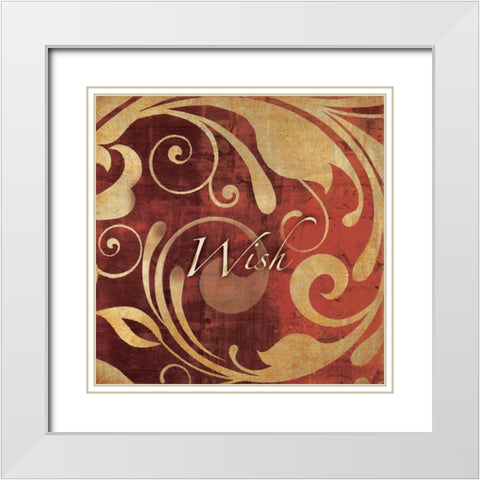 Red and Gold Wish White Modern Wood Framed Art Print with Double Matting by Emery, Kristin