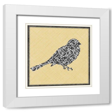 Single Bird II White Modern Wood Framed Art Print with Double Matting by Emery, Kristin