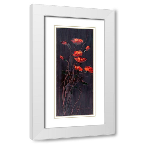 Poppies Trip1 White Modern Wood Framed Art Print with Double Matting by Kruk