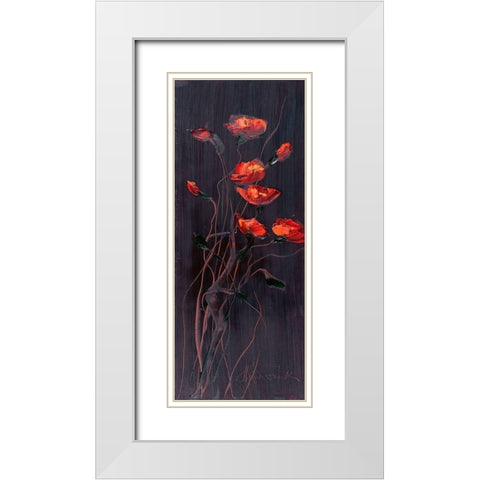 Poppies Trip1 White Modern Wood Framed Art Print with Double Matting by Kruk