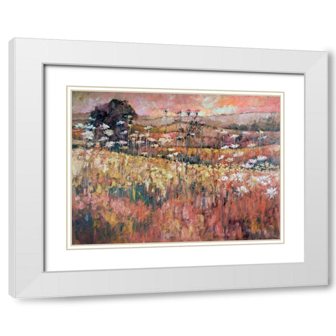 Sunrise Over The Wildflowers White Modern Wood Framed Art Print with Double Matting by Kruk