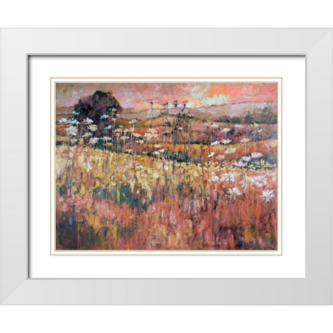 Sunrise Over The Wildflowers White Modern Wood Framed Art Print with Double Matting by Kruk