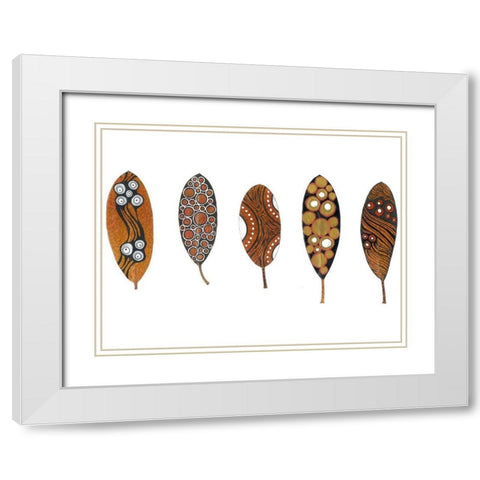Tribal Feather 5 White Modern Wood Framed Art Print with Double Matting by Rupe, Kim