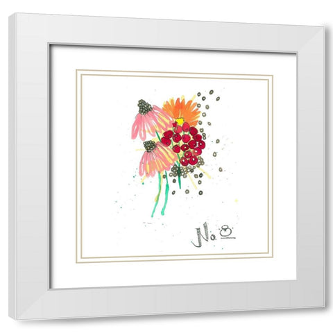 Vibrant Bouquet 2 White Modern Wood Framed Art Print with Double Matting by Rupe, Kim