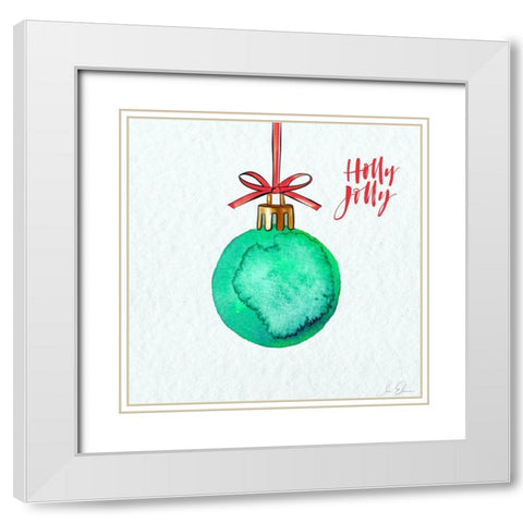 Holly Jolly Ornament White Modern Wood Framed Art Print with Double Matting by Elizabeth, Sara