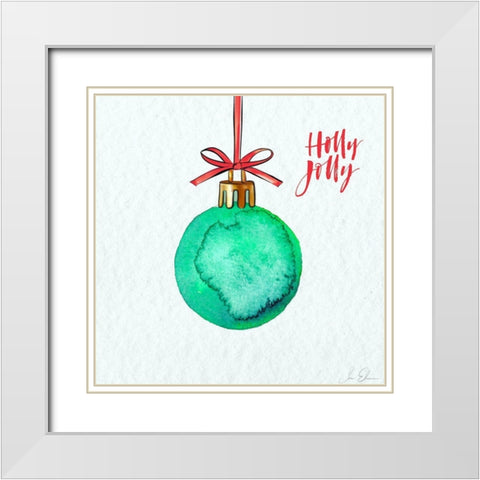 Holly Jolly Ornament White Modern Wood Framed Art Print with Double Matting by Elizabeth, Sara