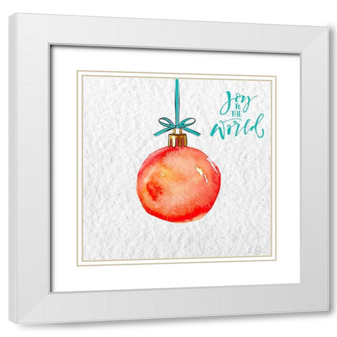 Joy to the World Ornament White Modern Wood Framed Art Print with Double Matting by Elizabeth, Sara