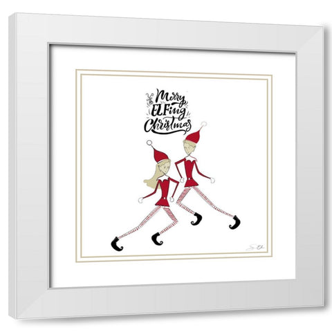 Merry Elfing Christmas 2 White Modern Wood Framed Art Print with Double Matting by Elizabeth, Sara