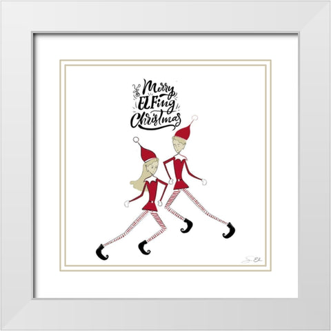Merry Elfing Christmas 2 White Modern Wood Framed Art Print with Double Matting by Elizabeth, Sara