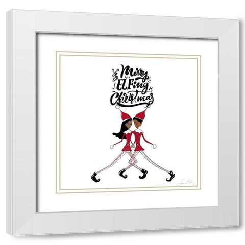 Merry Elfing Christmas White Modern Wood Framed Art Print with Double Matting by Elizabeth, Sara
