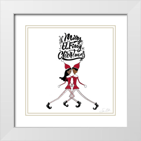 Merry Elfing Christmas White Modern Wood Framed Art Print with Double Matting by Elizabeth, Sara
