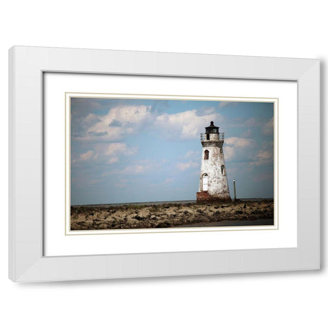 Lighthouse White Modern Wood Framed Art Print with Double Matting by Colberg, Lisa