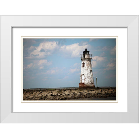 Lighthouse White Modern Wood Framed Art Print with Double Matting by Colberg, Lisa