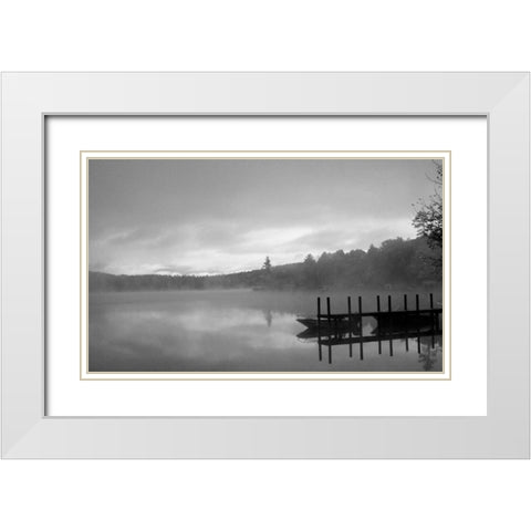 On The Dock BW White Modern Wood Framed Art Print with Double Matting by Grey, Jace