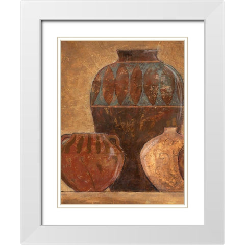Pots II White Modern Wood Framed Art Print with Double Matting by Davey, Linda