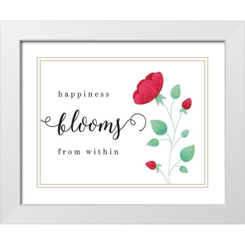 Happiness Blooms From Within White Modern Wood Framed Art Print with Double Matting by McFarland, Leslie