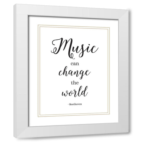 Music Can Change  the World White Modern Wood Framed Art Print with Double Matting by McFarland, Leslie