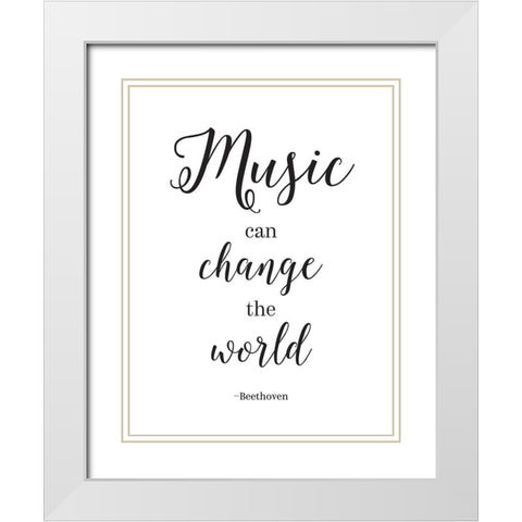 Music Can Change  the World White Modern Wood Framed Art Print with Double Matting by McFarland, Leslie