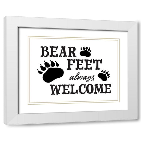 Bear Feet White Modern Wood Framed Art Print with Double Matting by McFarland, Leslie