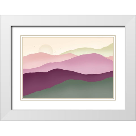 Colorful Mountains 1 White Modern Wood Framed Art Print with Double Matting by McFarland, Leslie