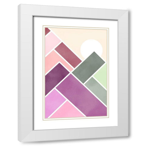 Geometric Mountains 1 White Modern Wood Framed Art Print with Double Matting by McFarland, Leslie