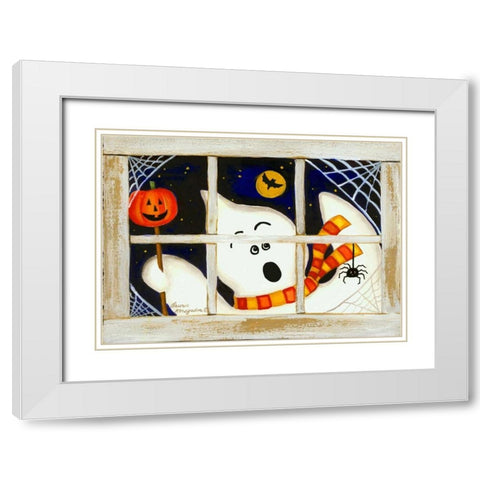 BOO White Modern Wood Framed Art Print with Double Matting by Korsgaden, Laurie