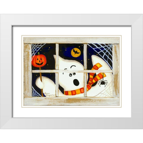 BOO White Modern Wood Framed Art Print with Double Matting by Korsgaden, Laurie