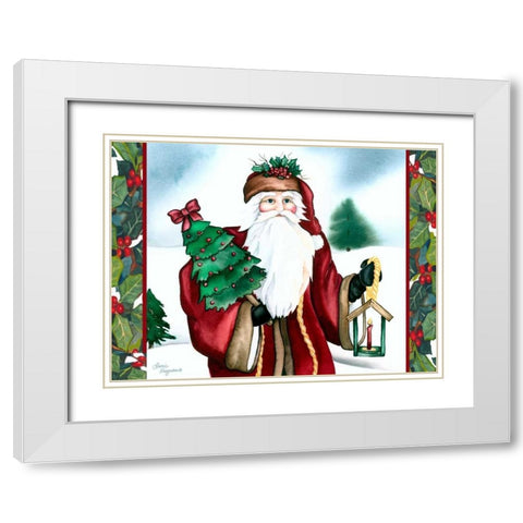 Father Christmas White Modern Wood Framed Art Print with Double Matting by Korsgaden, Laurie