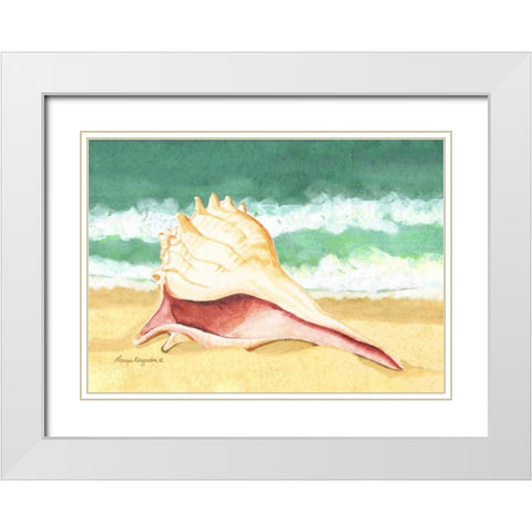 Seashell I White Modern Wood Framed Art Print with Double Matting by Korsgaden, Laurie
