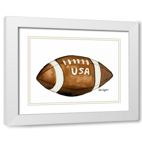 USA Football White Modern Wood Framed Art Print with Double Matting by Korsgaden, Laurie