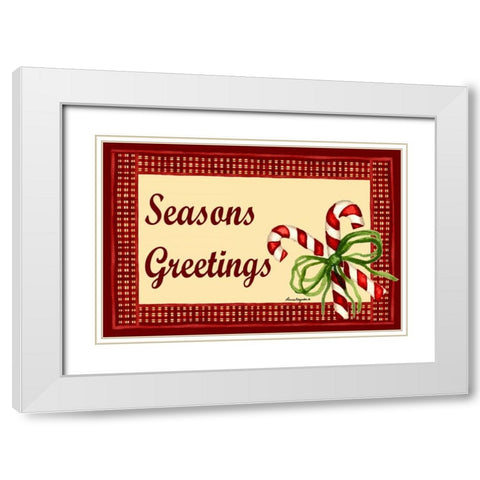 Seasons Greetings White Modern Wood Framed Art Print with Double Matting by Korsgaden, Laurie