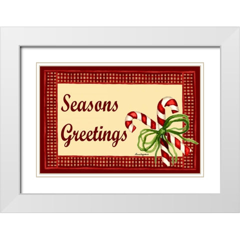 Seasons Greetings White Modern Wood Framed Art Print with Double Matting by Korsgaden, Laurie