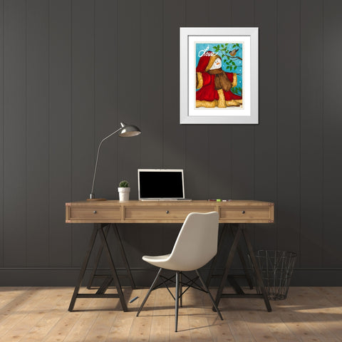 Snowman Love White Modern Wood Framed Art Print with Double Matting by Korsgaden, Laurie