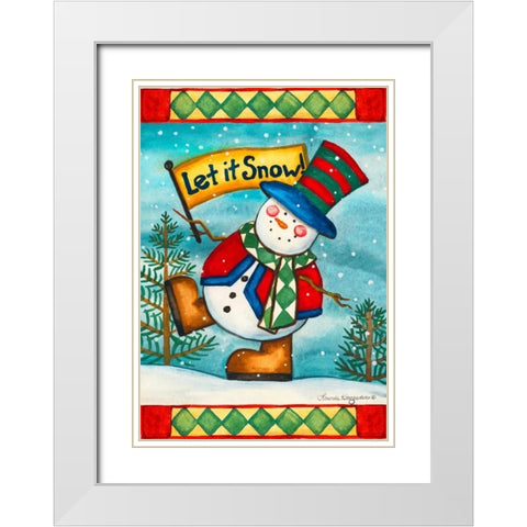 Let it Snow Flag White Modern Wood Framed Art Print with Double Matting by Korsgaden, Laurie