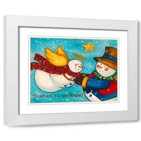 Touched by An Angel White Modern Wood Framed Art Print with Double Matting by Korsgaden, Laurie