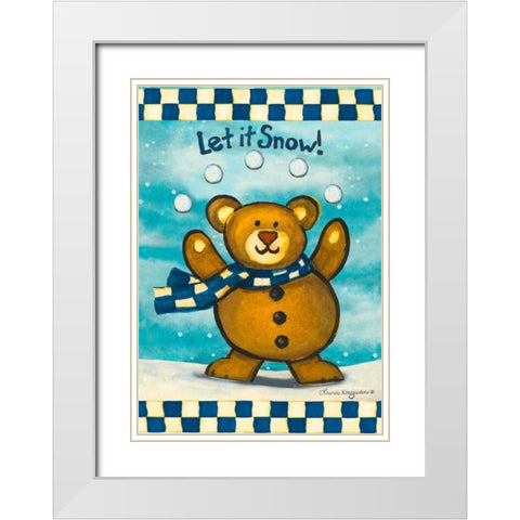 Let it Snow Bear White Modern Wood Framed Art Print with Double Matting by Korsgaden, Laurie