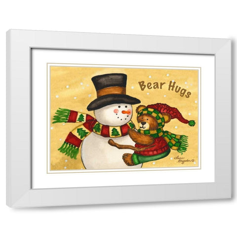 Bear Hugs White Modern Wood Framed Art Print with Double Matting by Korsgaden, Laurie