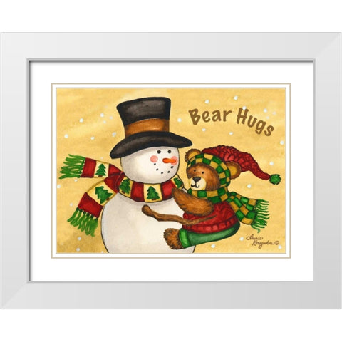 Bear Hugs White Modern Wood Framed Art Print with Double Matting by Korsgaden, Laurie