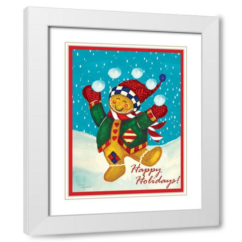 Happy Holidays White Modern Wood Framed Art Print with Double Matting by Korsgaden, Laurie
