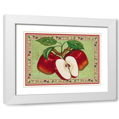 Apples White Modern Wood Framed Art Print with Double Matting by Korsgaden, Laurie