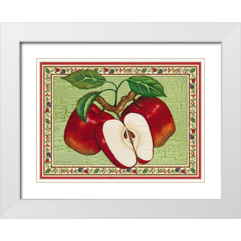 Apples White Modern Wood Framed Art Print with Double Matting by Korsgaden, Laurie