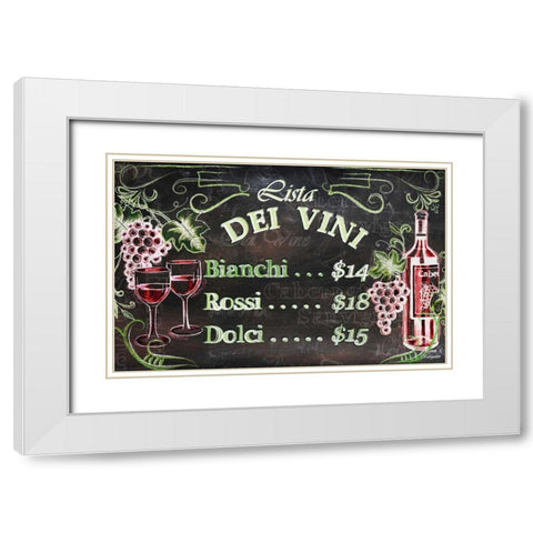 Vino and Grapes Chalkboard Menu White Modern Wood Framed Art Print with Double Matting by Korsgaden, Laurie