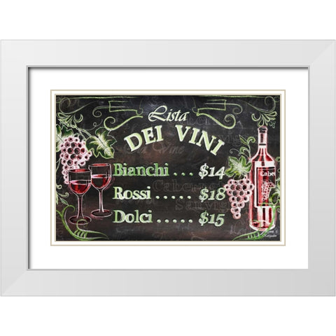 Vino and Grapes Chalkboard Menu White Modern Wood Framed Art Print with Double Matting by Korsgaden, Laurie